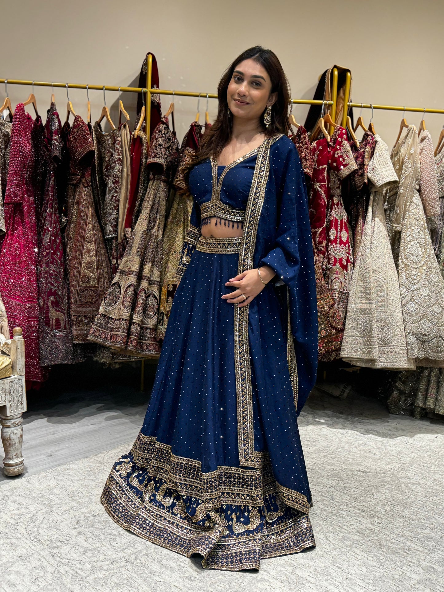 Blue Gold Lehenga