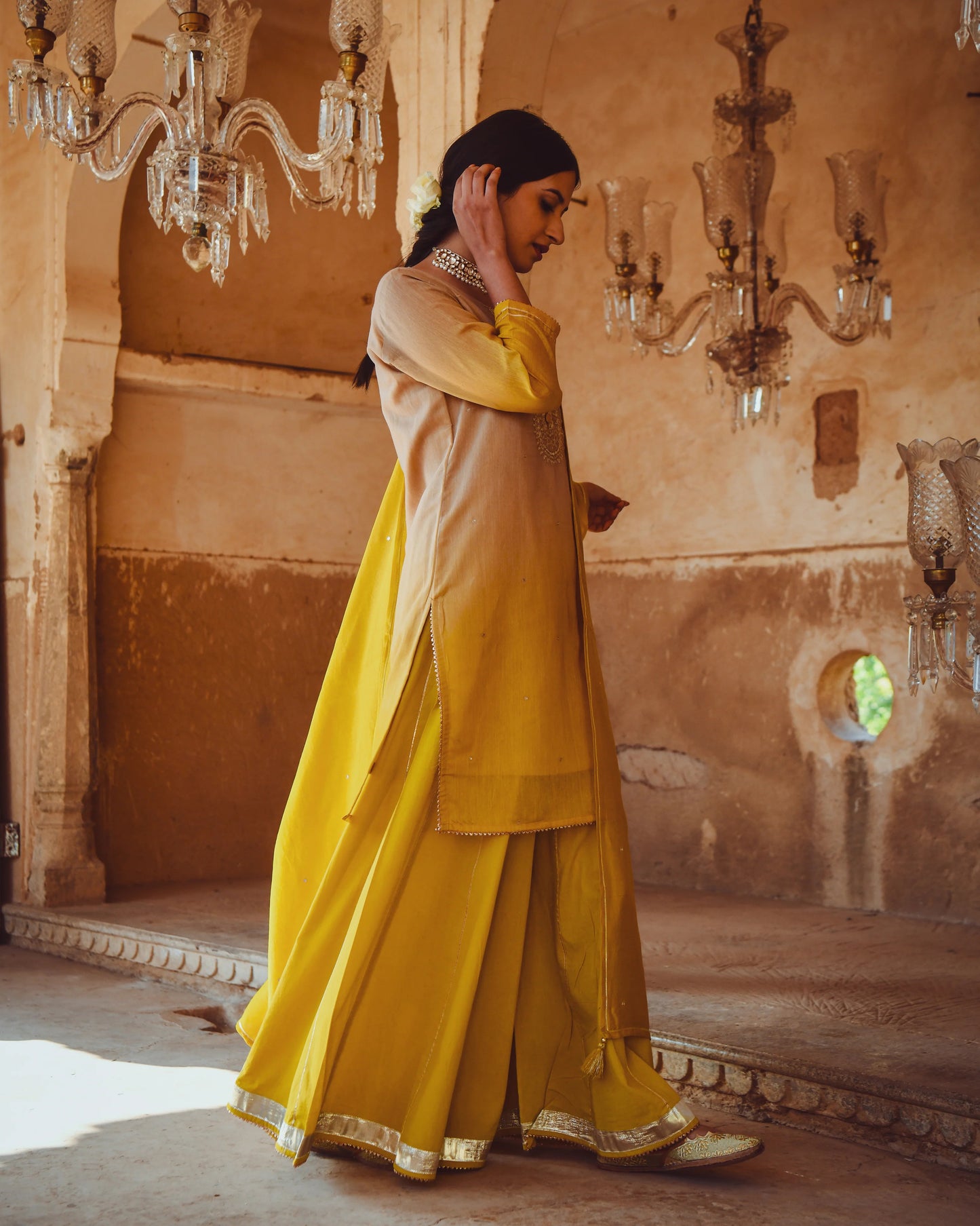 Jashn Yellow Ombre Sharara Set
