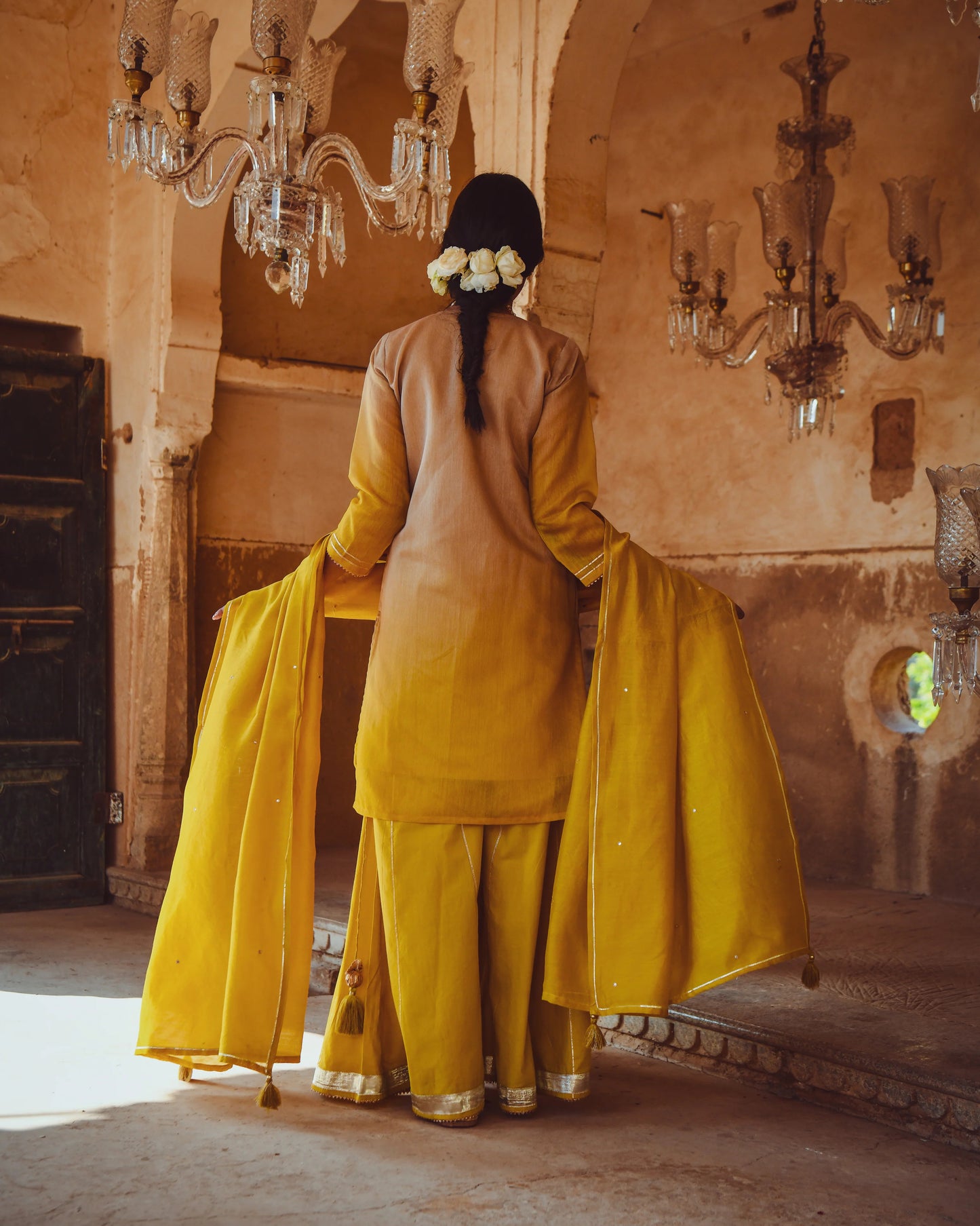 Jashn Yellow Ombre Sharara Set