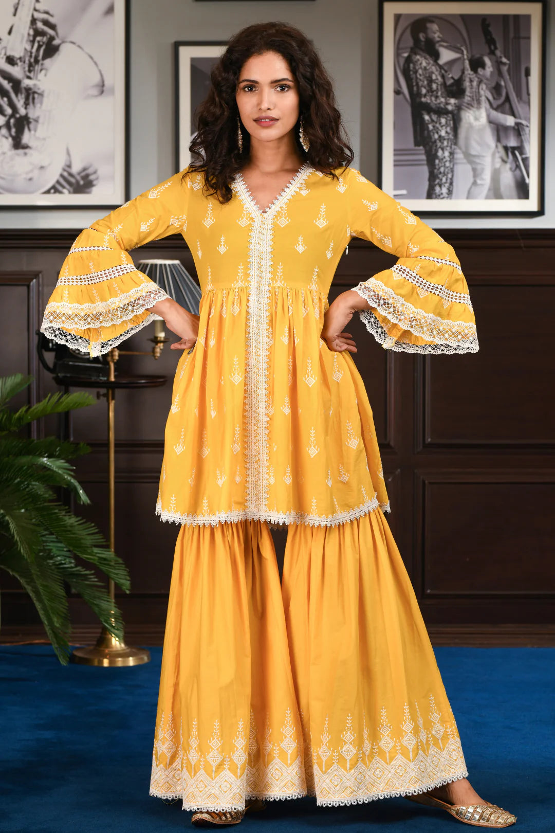 Mulmul Cotton ALAIA Kurta with Alaia Gharara
