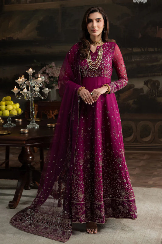 Purple organza Anarkali