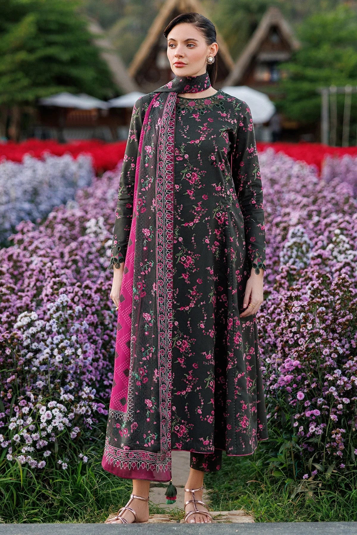 Sania Lawn Suit (Black)