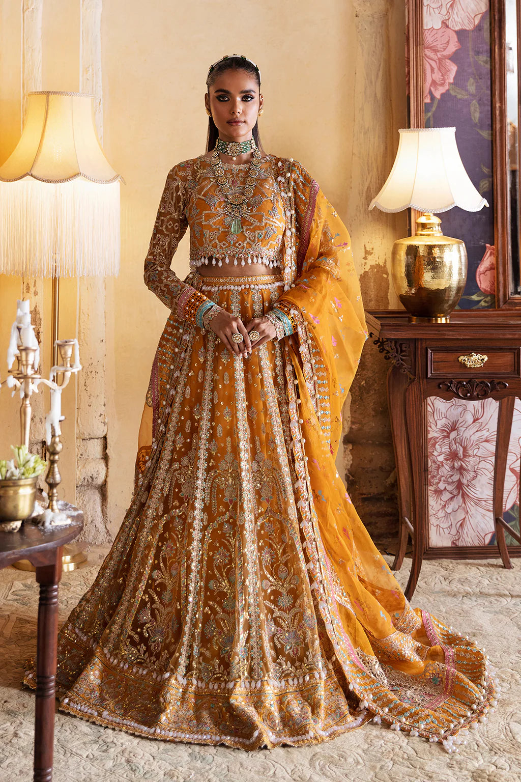 Orange Fusion Lehenga