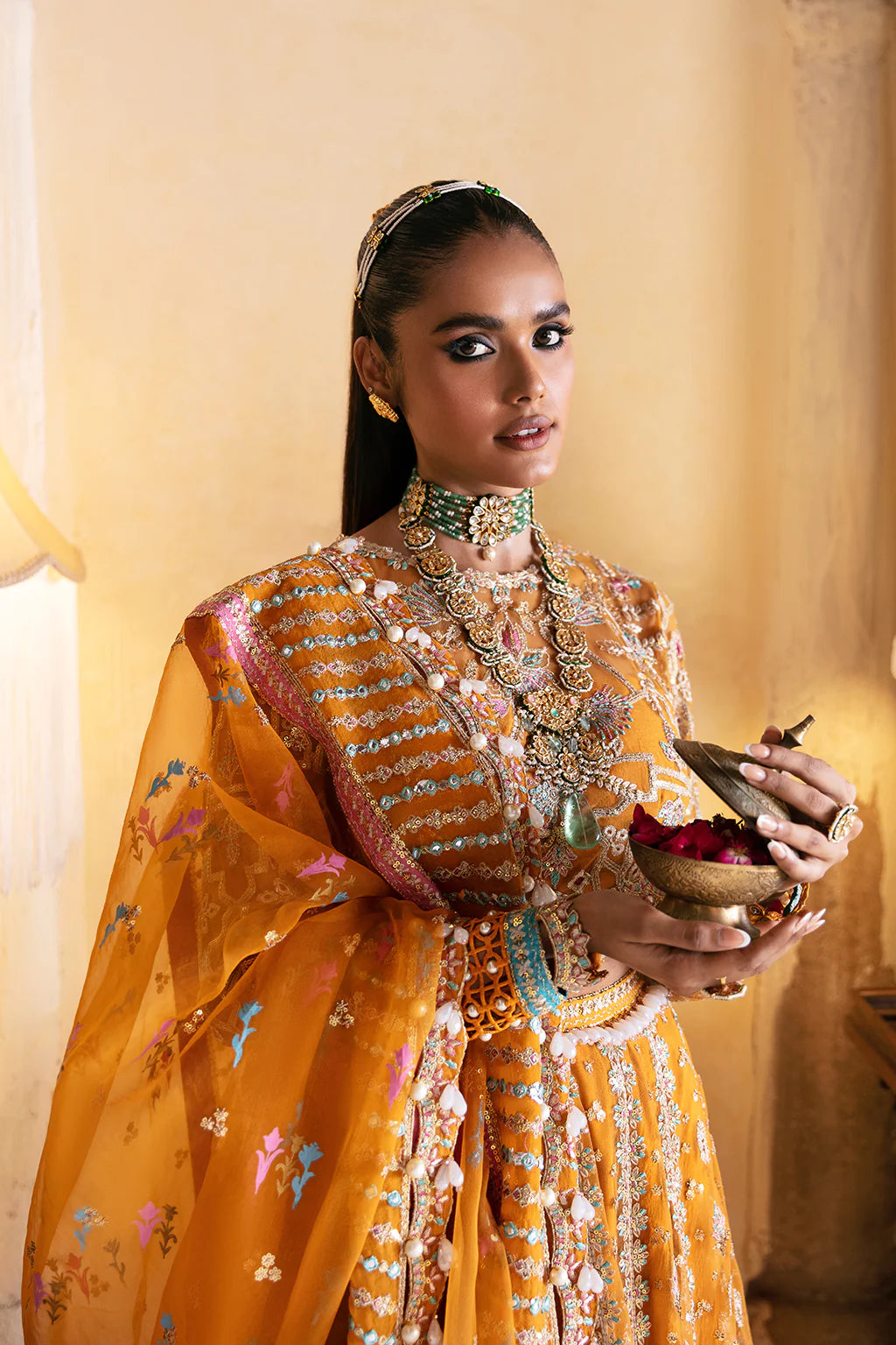 Orange Fusion Lehenga