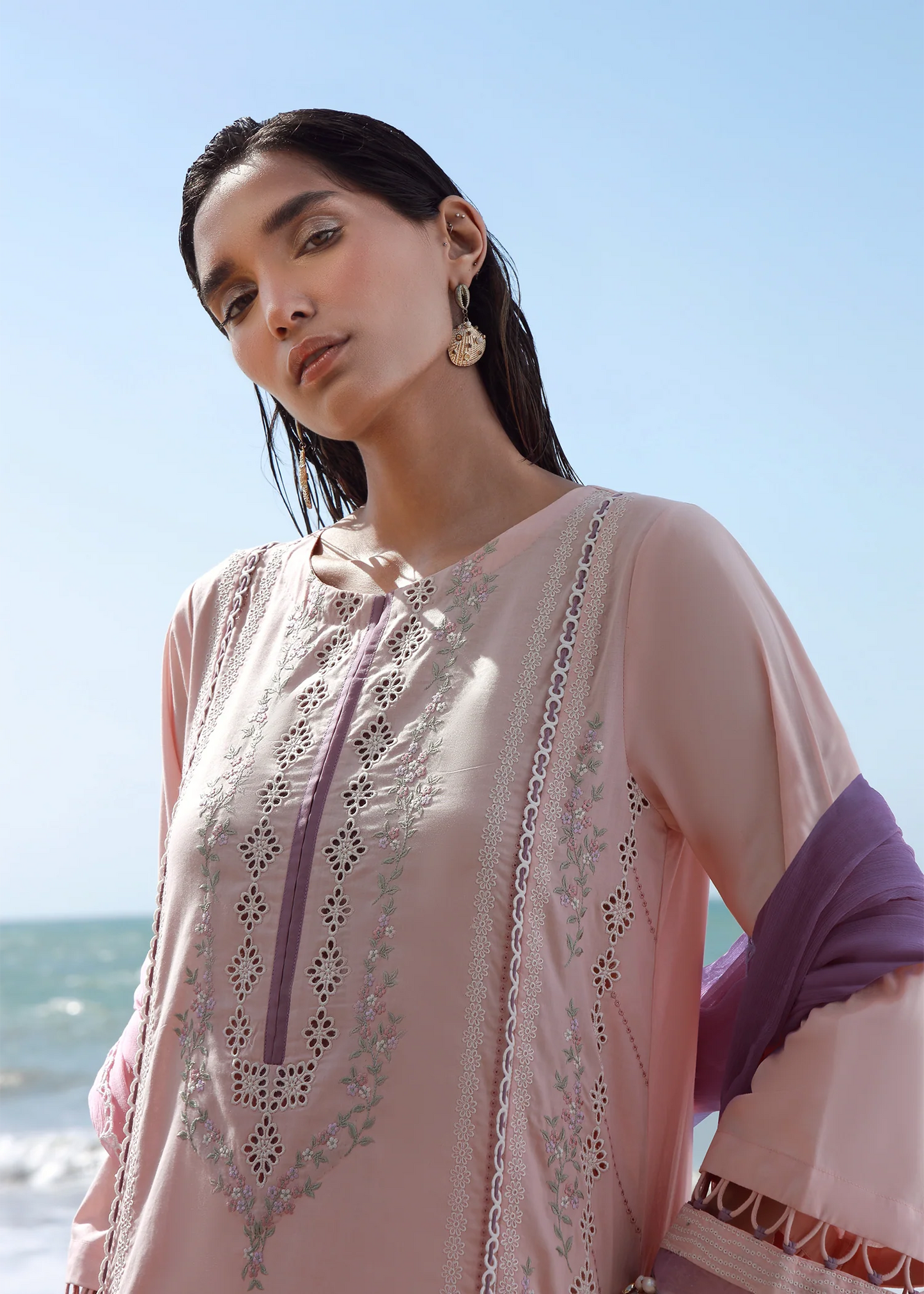 Pink Embroidered Suit