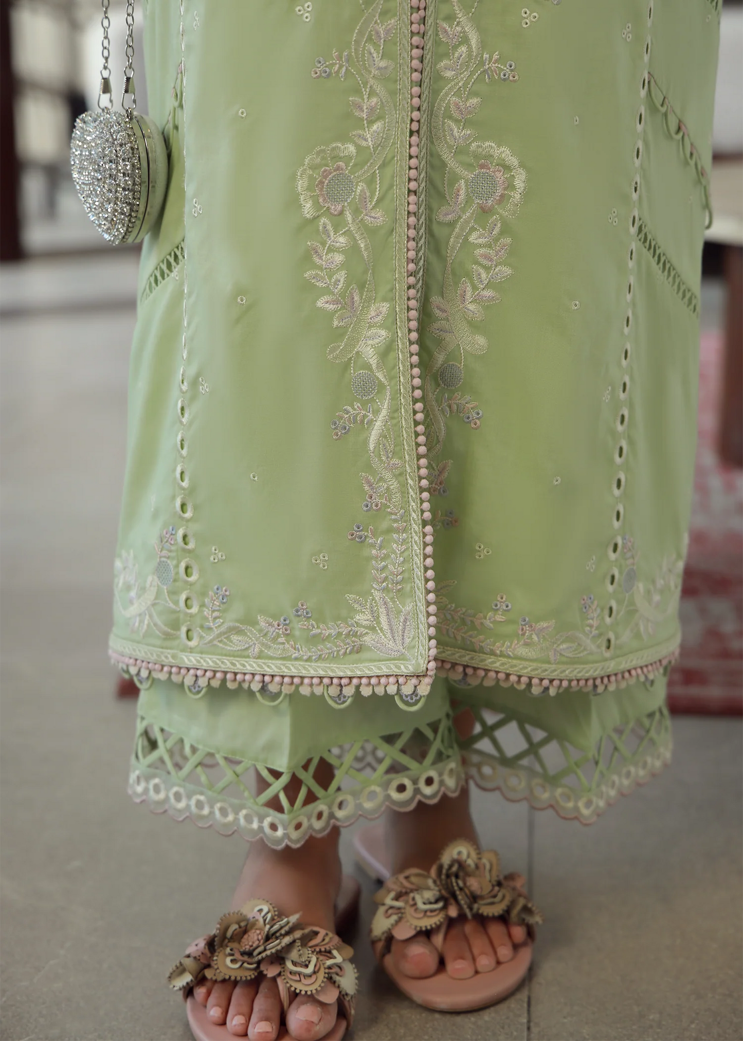 Mint Green Embroidered Suit