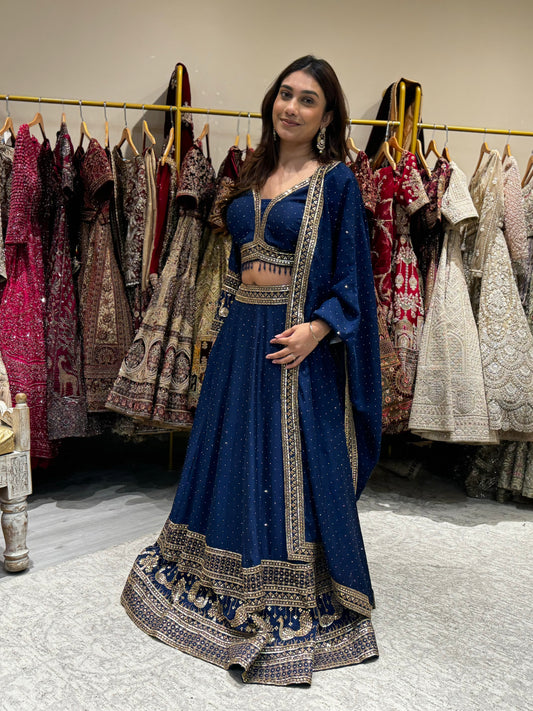 Blue Gold Lehenga